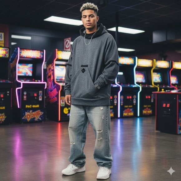 Armani Jeans Gray Front Pocket Hooded Pullover Sweatshirt Men's Size Large - Picture 14 of 14